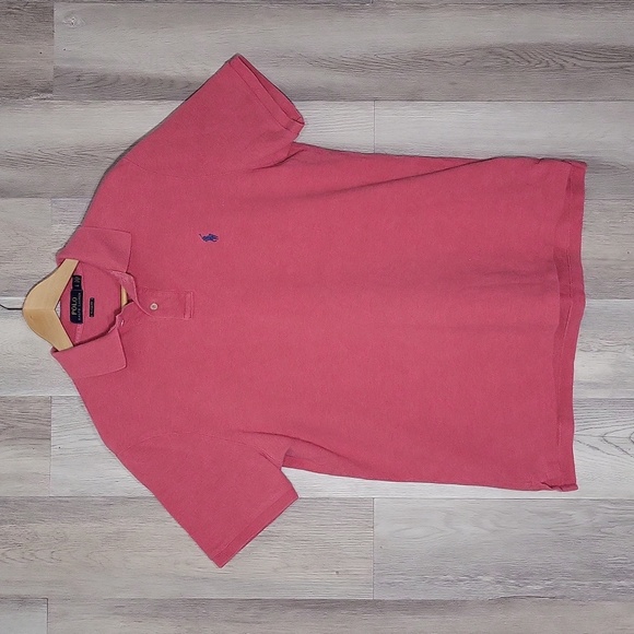 Polo Ralph Lauren Mens Large Pink Classic‎ Fit Polo Short Sleeve Casual Preppy - Picture 1 of 6